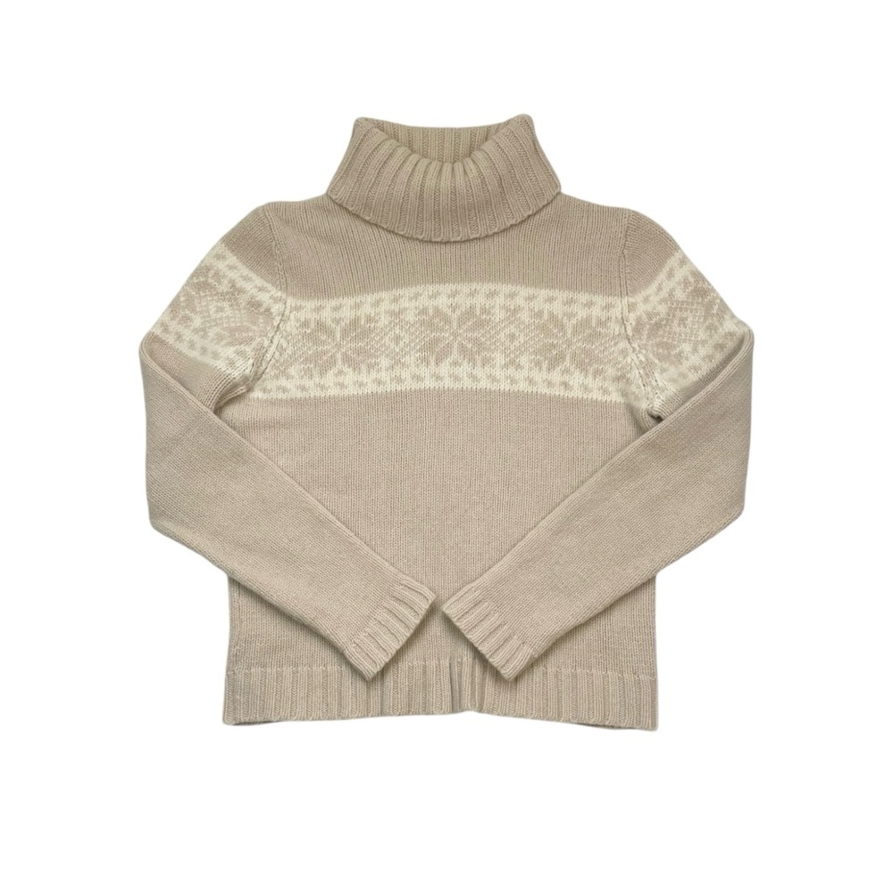 Lauren Ralph Lauren Fair Isle Chunky Cream Turtleneck Vintage Sweater
